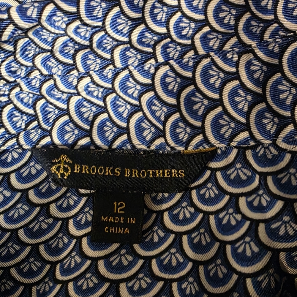 Brooks Brothers Blue Printed Sleeveless Shirt Dress - Picture 6 of 6
